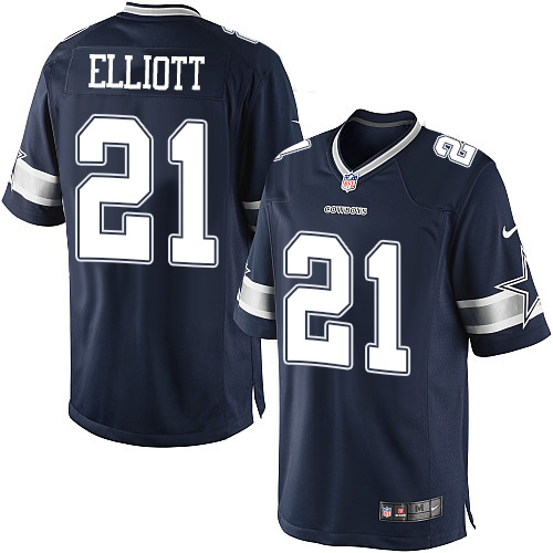 Youth Elite Ezekiel Elliott Nike Jersey Navy Blue Home - #21 NFL Dallas Cowboys